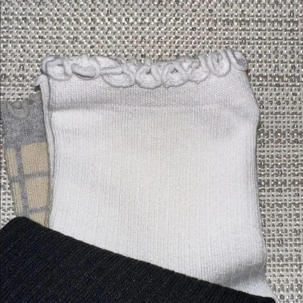 Ted Baker Gray Beige Plaid Black White Dress Crew Cut Bamboo Blend Socks 3 pack